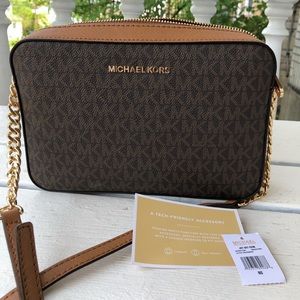 Michael Kors Jet Set Large Logo Jacquard Crossbody